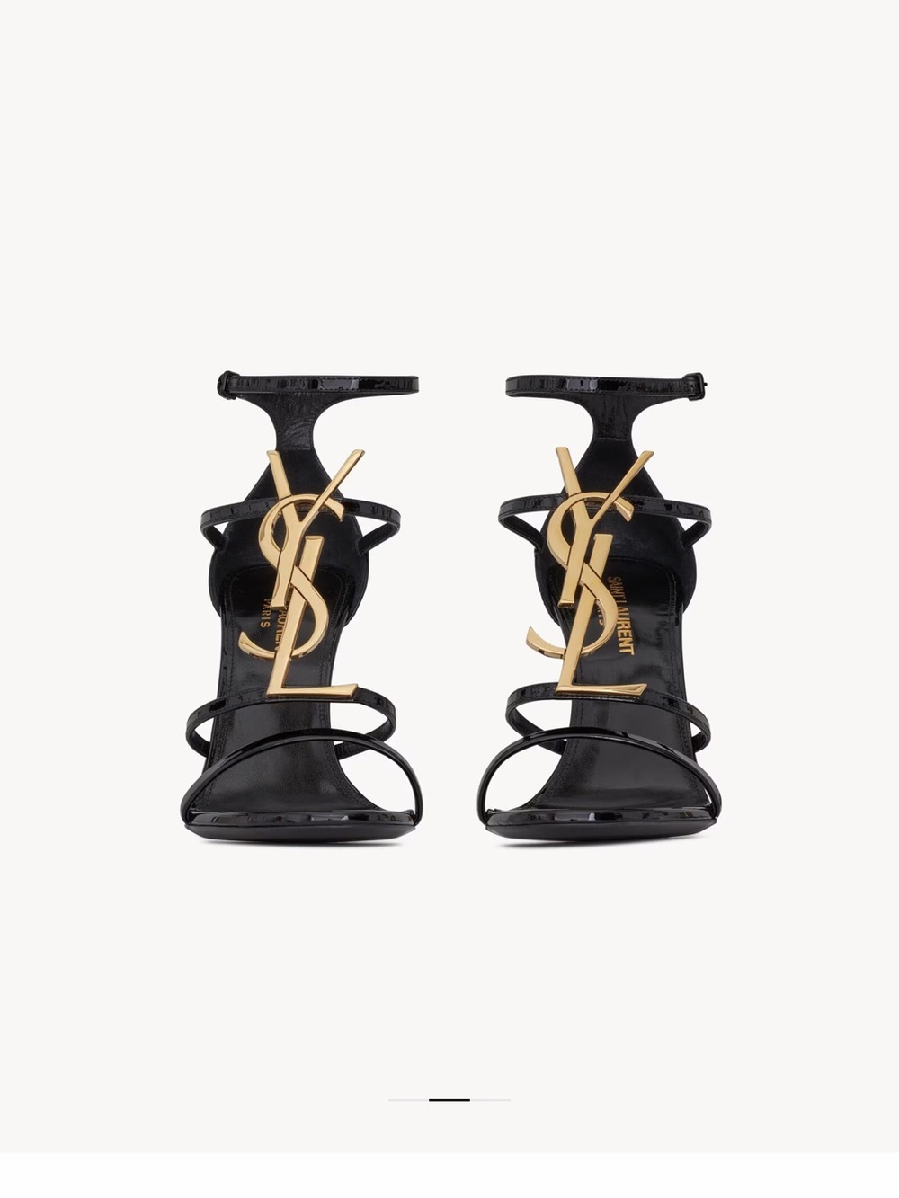 Size 38 - Saint Laurent Black Patent Leather YSL Logo Strappy Sandals